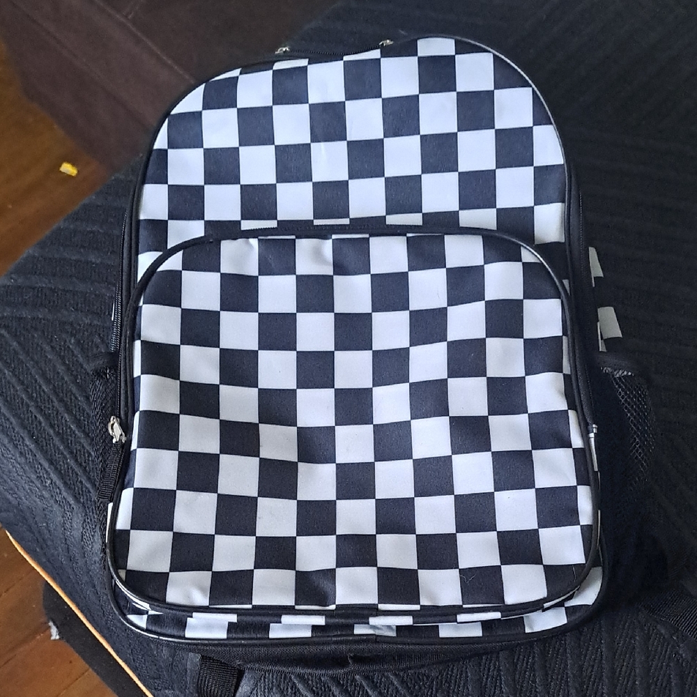 Checkered Black and White Backpack